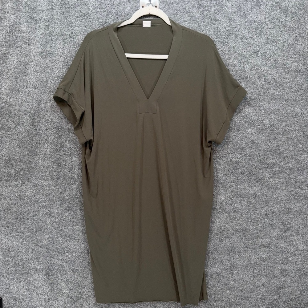 Eres Dress Womens Medium Green Vneck Short Sleeve Luxury Beachwear Lightweight